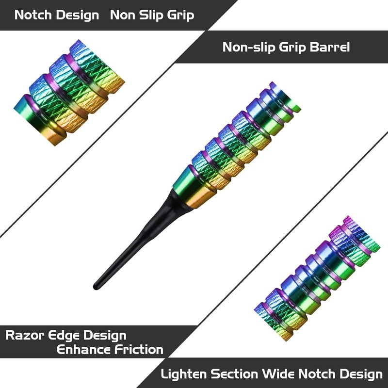 Turnart Darts Plastic Tip - Professional Soft Tip Darts Set for Electronic Dartboard 12 Pcs 18 Grams with 50 Extra Tips 24 Flights 2 Flight Protctors and Tool Kit Gift Darts - Image 4